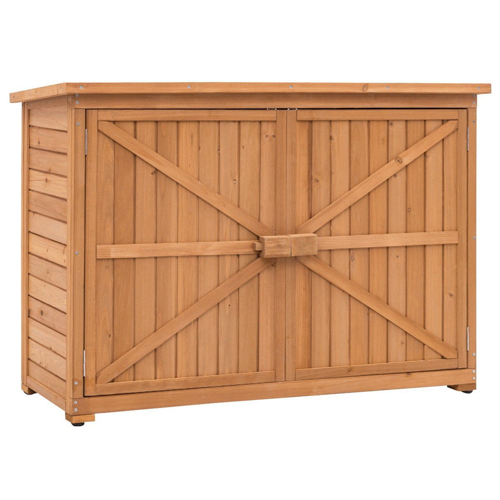 Ktaxon 38" Double Doors Fir Wooden Garden Yard Shed Lockers Outdoor Storage Cabinet