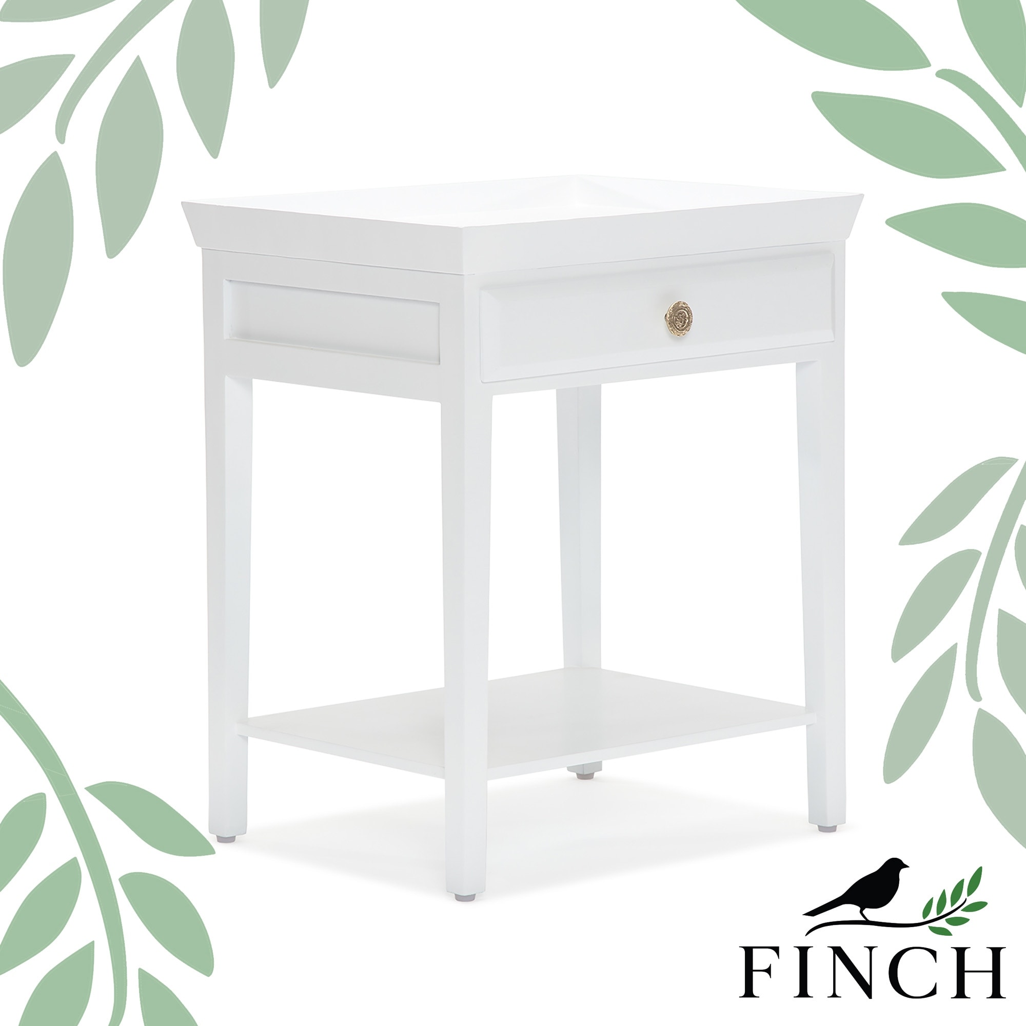 Finch Hampton Side Table with Drawer， White