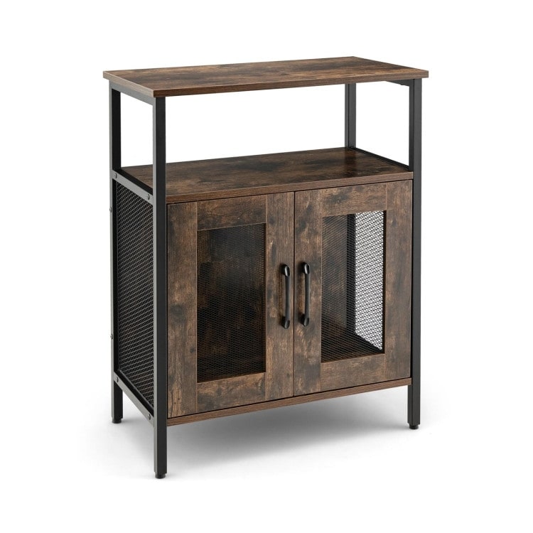 Industrial Sideboard Buffet Cabinet with Removable Wine Rack Rustic Brown   23.5\