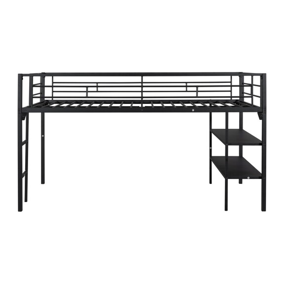 Low Loft bed with storage shelves W42747800