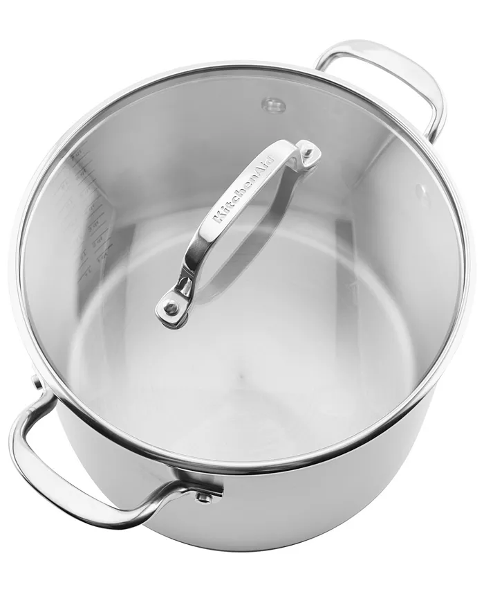 KitchenAid 3-Ply Base Stainless Steel 8 Quart Induction Stockpot with Lid