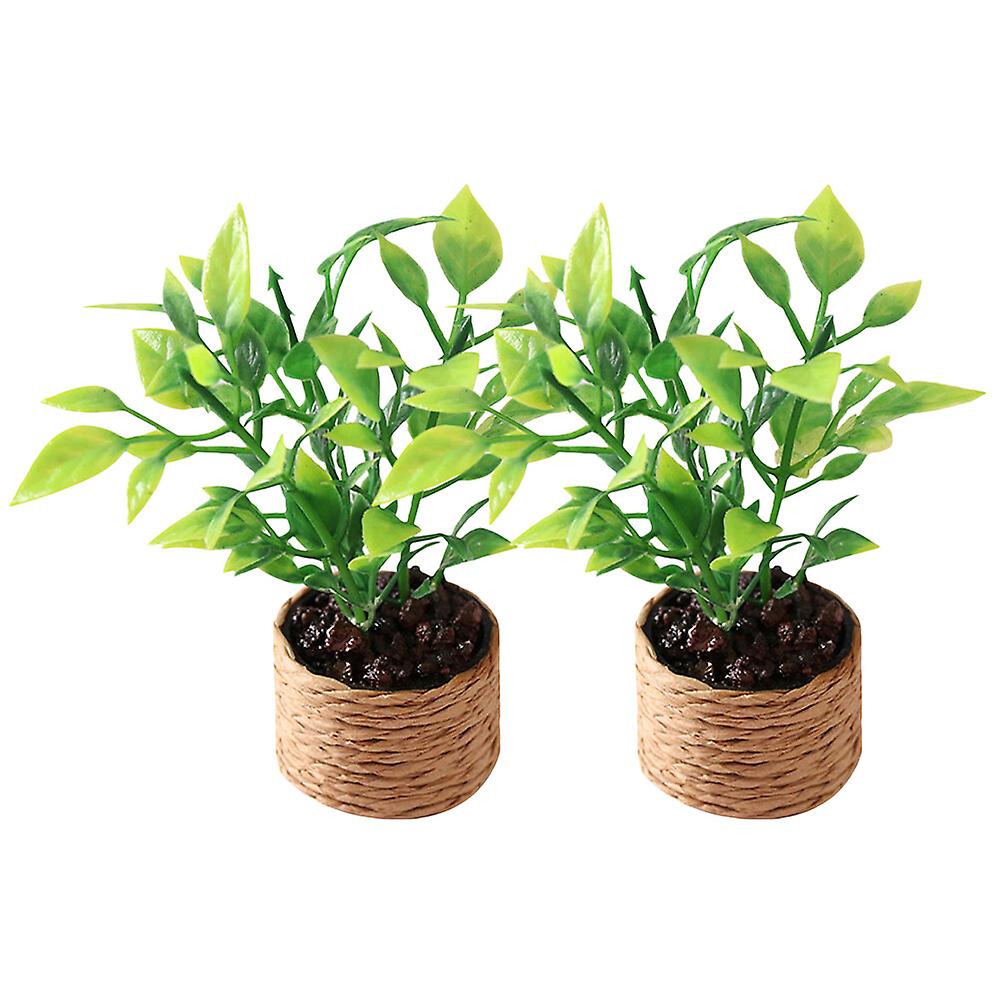 2pcs Tiny House Potted Plants Miniature Plants Artificial Potted Plants Tiny Toys