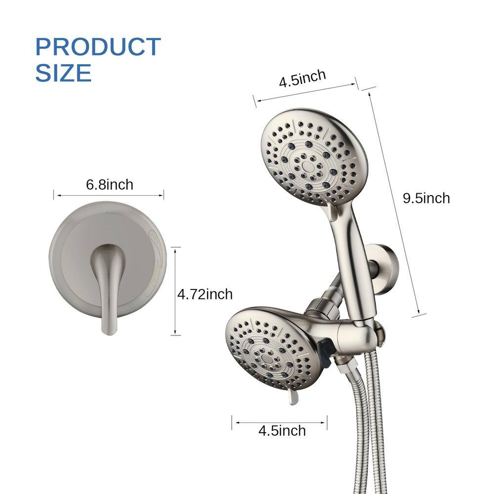 Tahanbath 6-Spray Multifunction Deluxe Wall Bar Shower Kit with Hand Shower in Brushed Nickel MS-A3794-BN-KXC