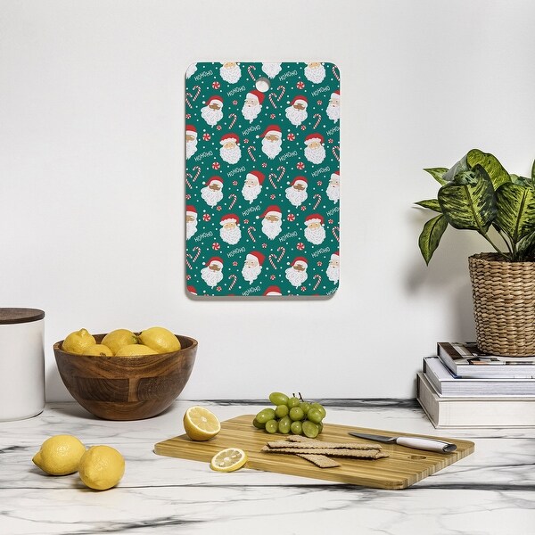 Lathe and Quill Peppermint Santas on Vivid Teal Cutting Board Rectangle