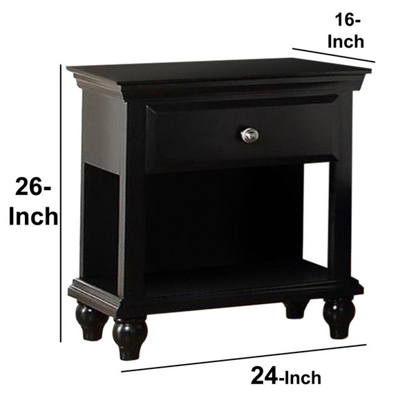 Benzara BM171575 Poplar Wood Night Stand With Draw...