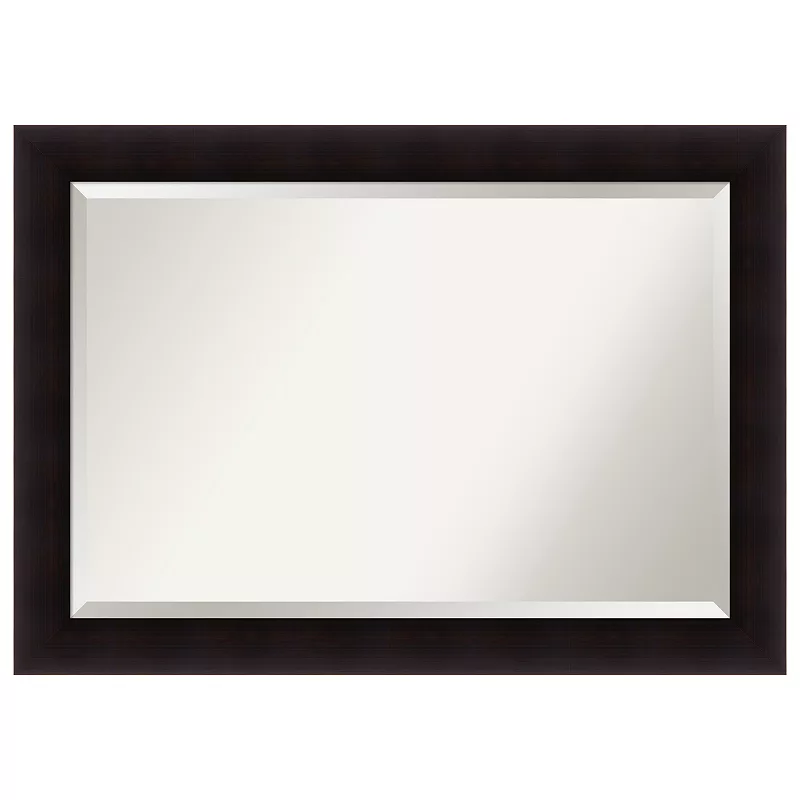 Portico Espresso Beveled Wood Bathroom Wall Mirror