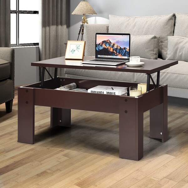 Costway Lift Top Coffee Table Pop-UP Cocktail Table w/Hidden - See Details