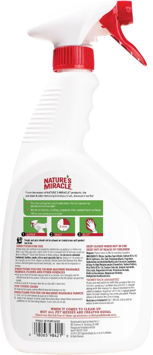 Nature's Miracle Lavender Scented Skunk Odor Remover， 32-oz bottle