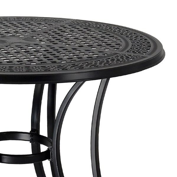 48 in. Black Cast Aluminium Round Outdoor Dining Table