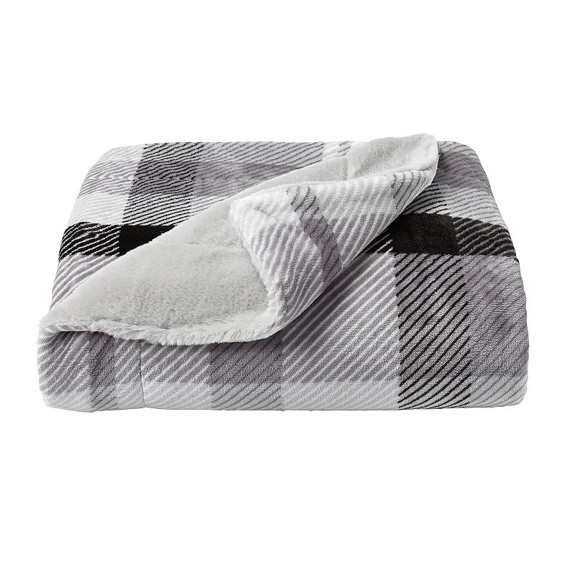 Portsmouth Home Plaid Faux Fur Throw Blanket