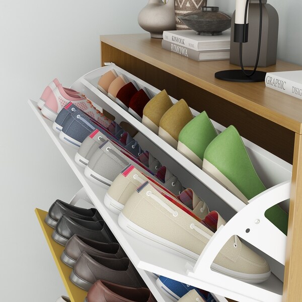 3-Tier Shoe Storage Cabinet Space Saving Entryway - - 34181351