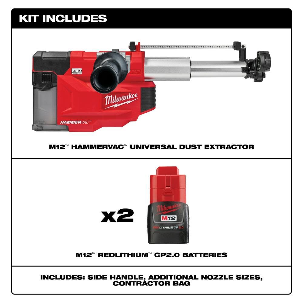 Milwaukee M12 HAMMERVAC Universal Dust Extractor Kit 2509-22 2509-22 from Milwaukee