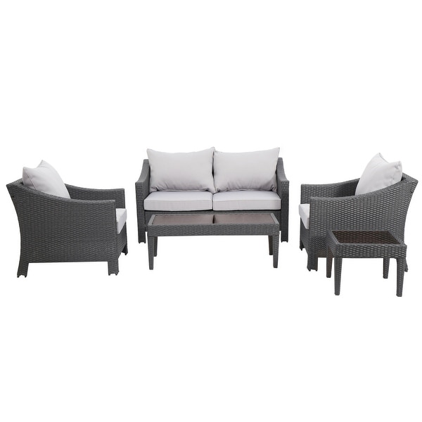 Christopher Knight Home Outdoor Antibes 5piece Wicker Chat Set with Cushions