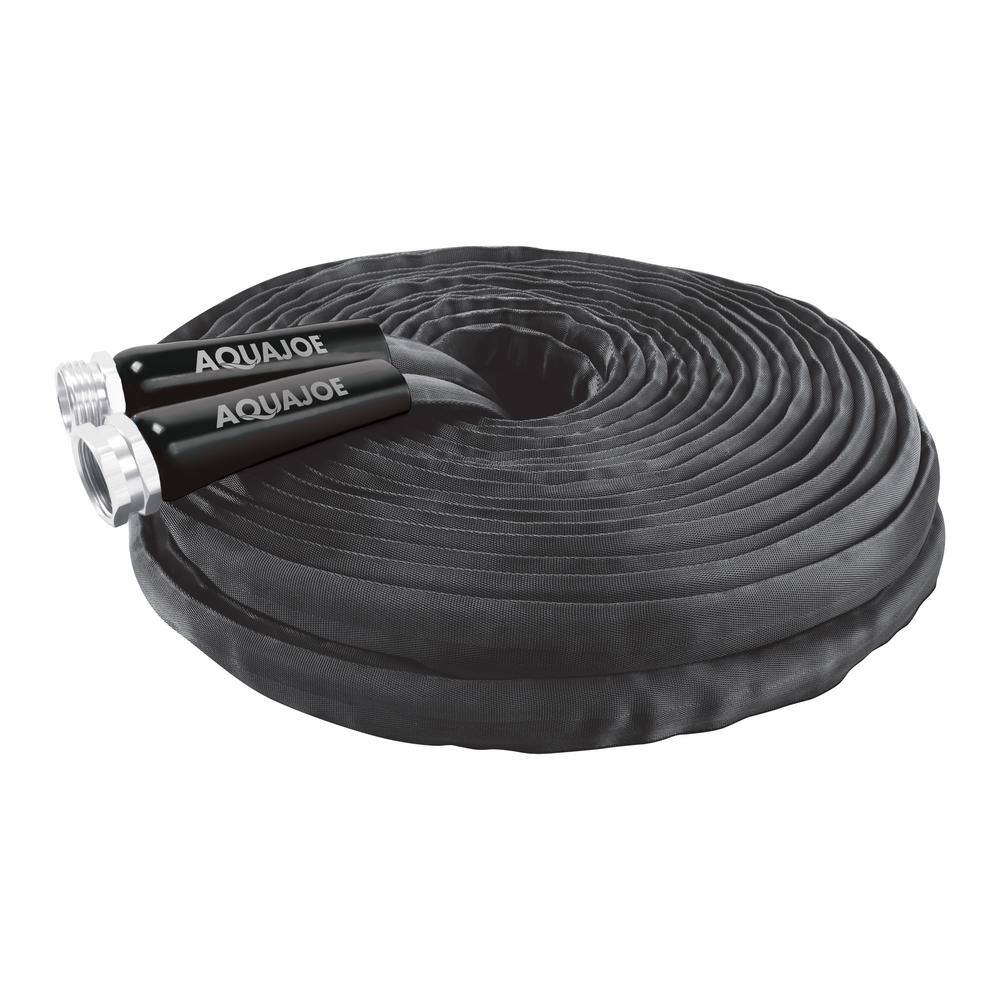 AQUA JOE 34 in. Dia x 75 ft. Fiber Jacket Contractor Grade Hose - Black AJFJH75-34-CTR-BLK