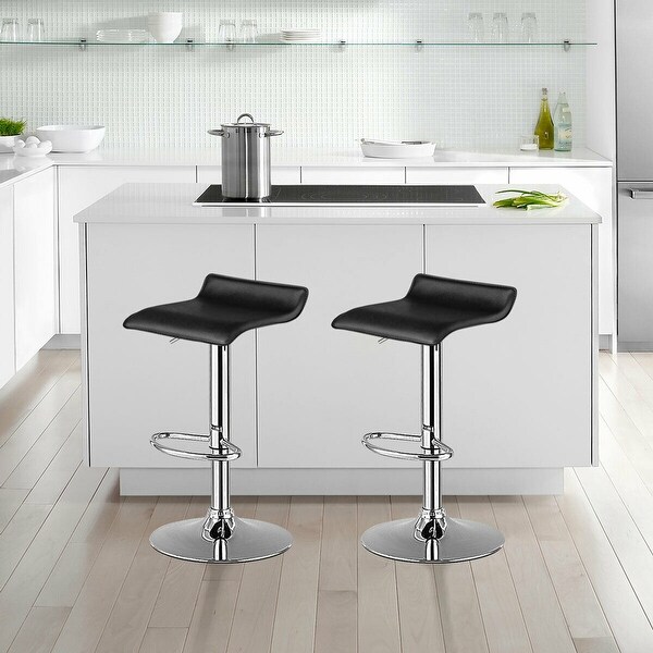 Gymax Set of 4 Swivel Bar Stool PU Leather Adjustable Kitchen Counter - See Details