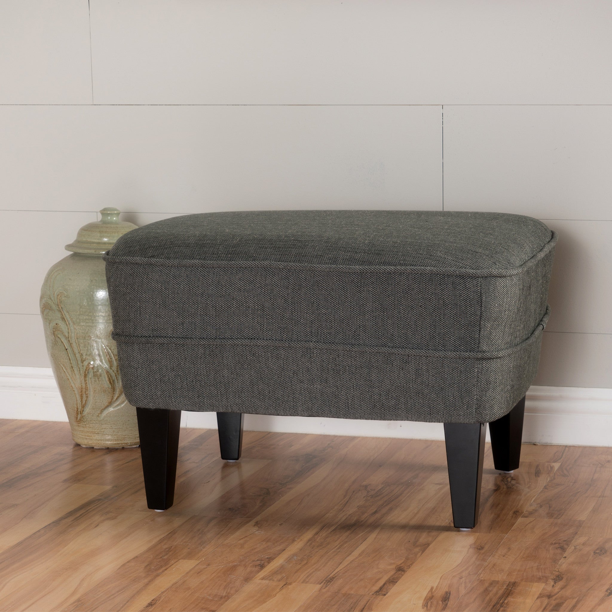 Victoria Ribbed Design Wood & Fabric Ottoman