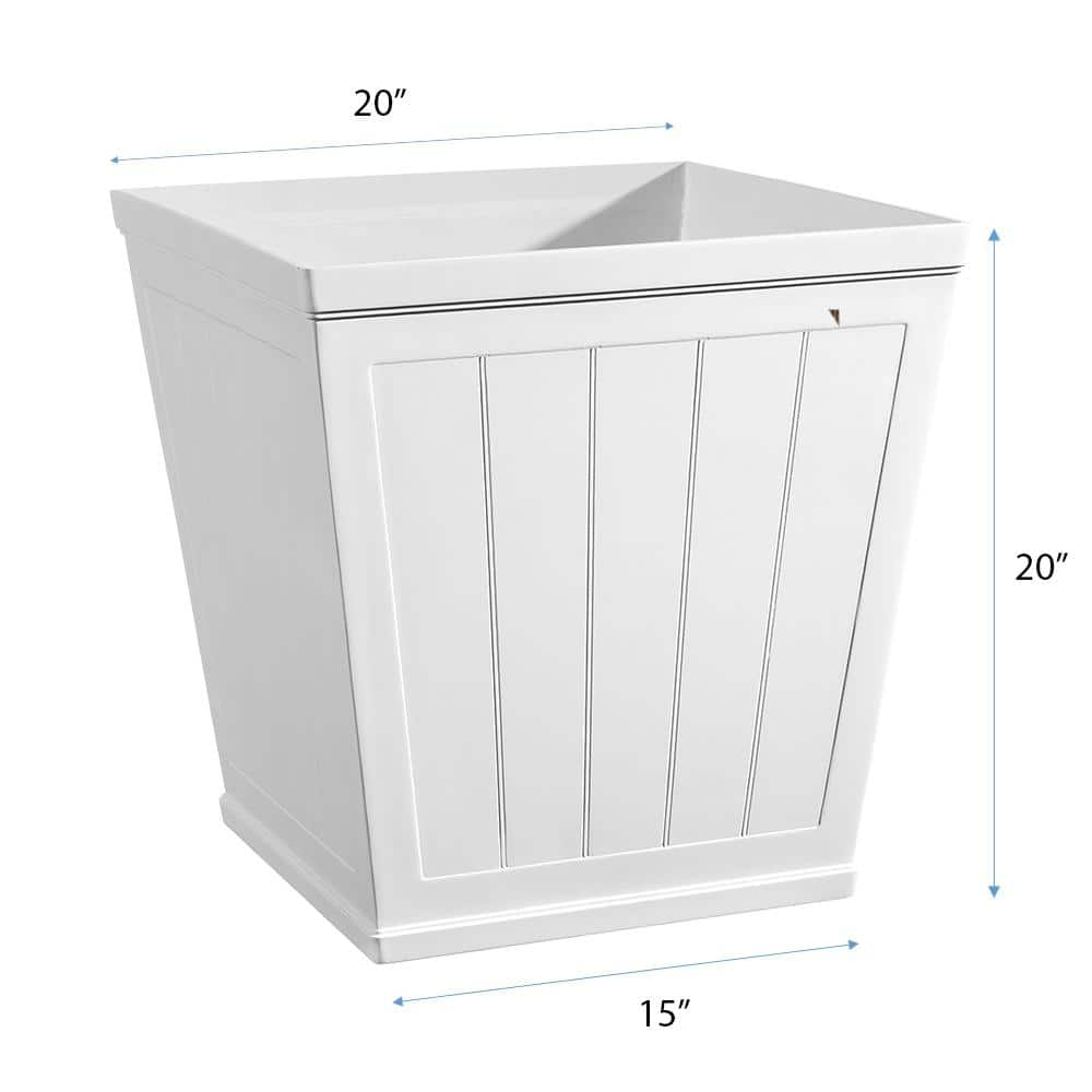 Hanover 20 in. White Resin Beadboard Square Planter HD1114-089