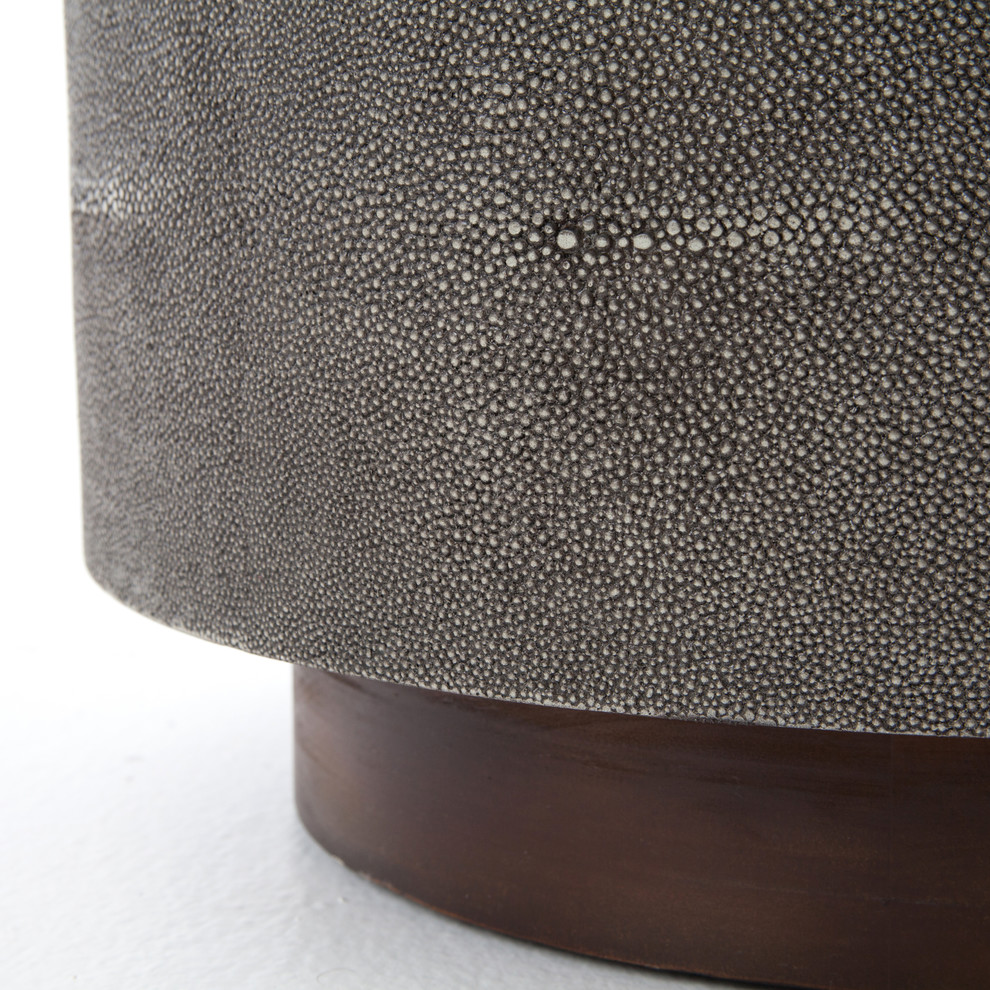 Crosby Reclaimed Wood Round Faux Shagreen Side Table   Transitional   Side Tables And End Tables   by Zin Home  Houzz