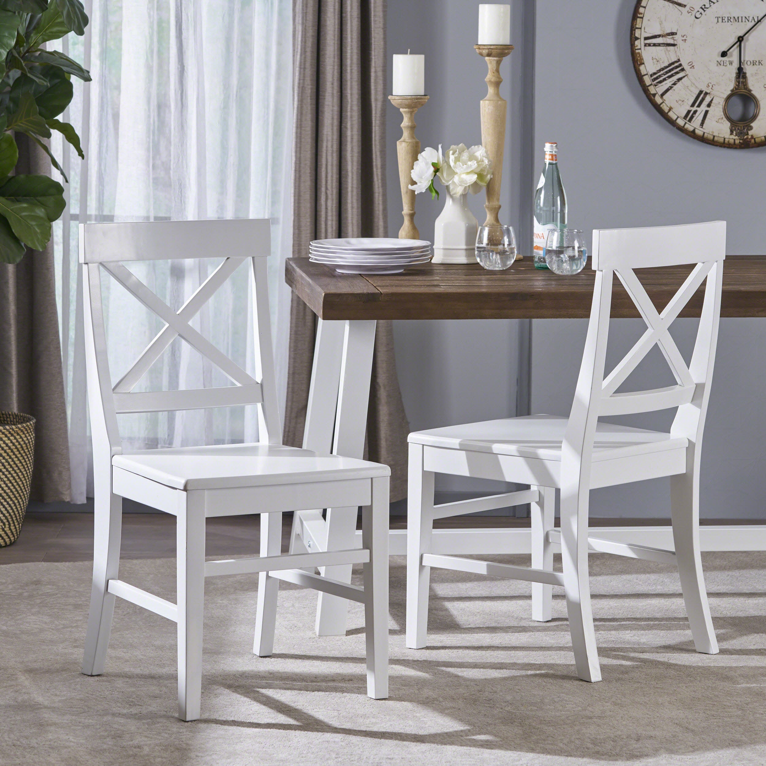 Truda Farmhouse  Acacia Wood Dining Chairs (Set of 2)