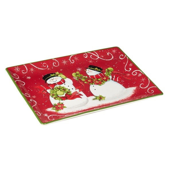 Certified International Holiday Magic Snowman 14 x 10 Rectangular Serving Platter