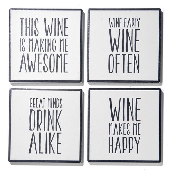 Wine Often Set Of 4 Ceramic Coasters 4.25''D - 4.25 in. diameter