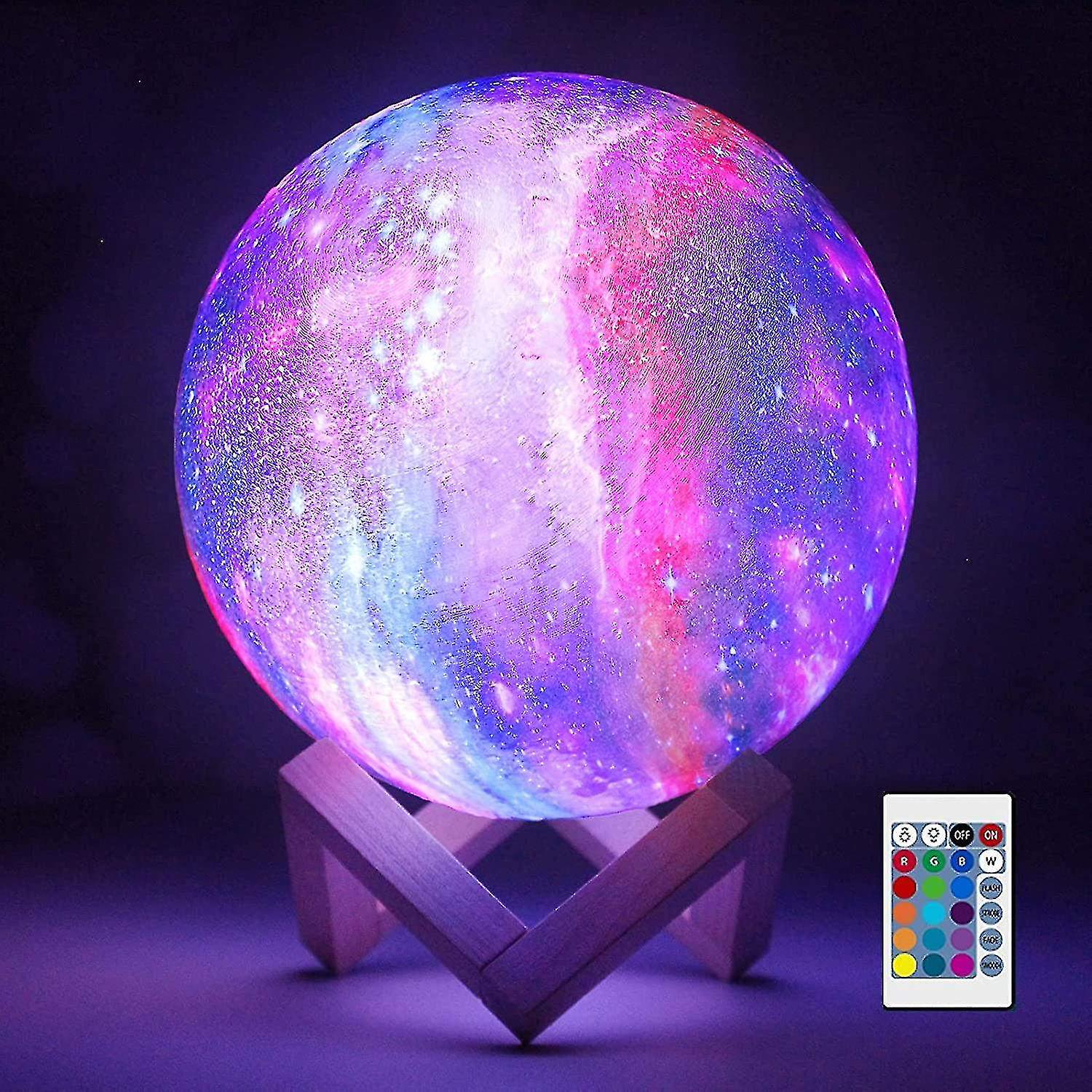 Moon Lamp Lava Lamp Night Light Galaxy Lamp16 Led Colors With Wooden Stand Remote/touch Control And