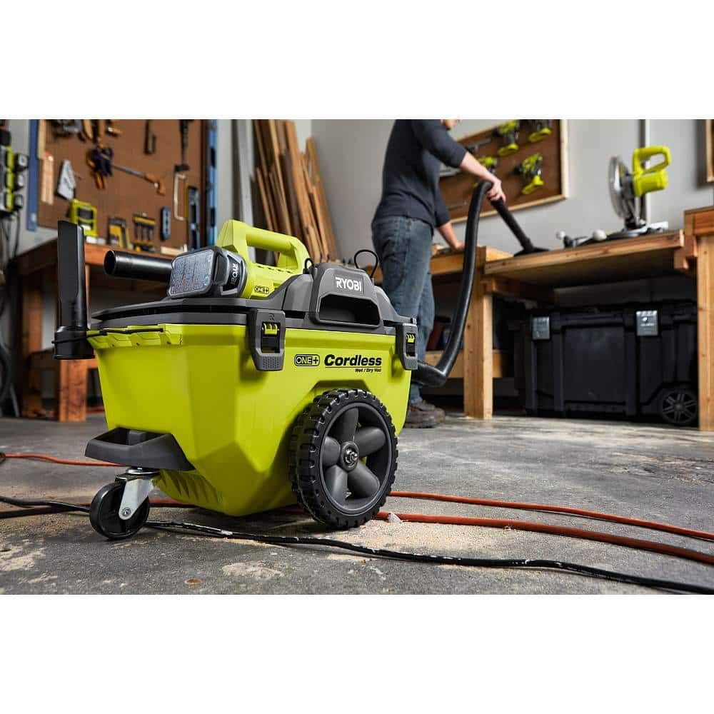 RYOBI ONE+ 18V Cordless 6 Gal. Wet/Dry Vacuum Kit with 4.0 Ah Battery, Charger and Vacuum Accessories P770KN