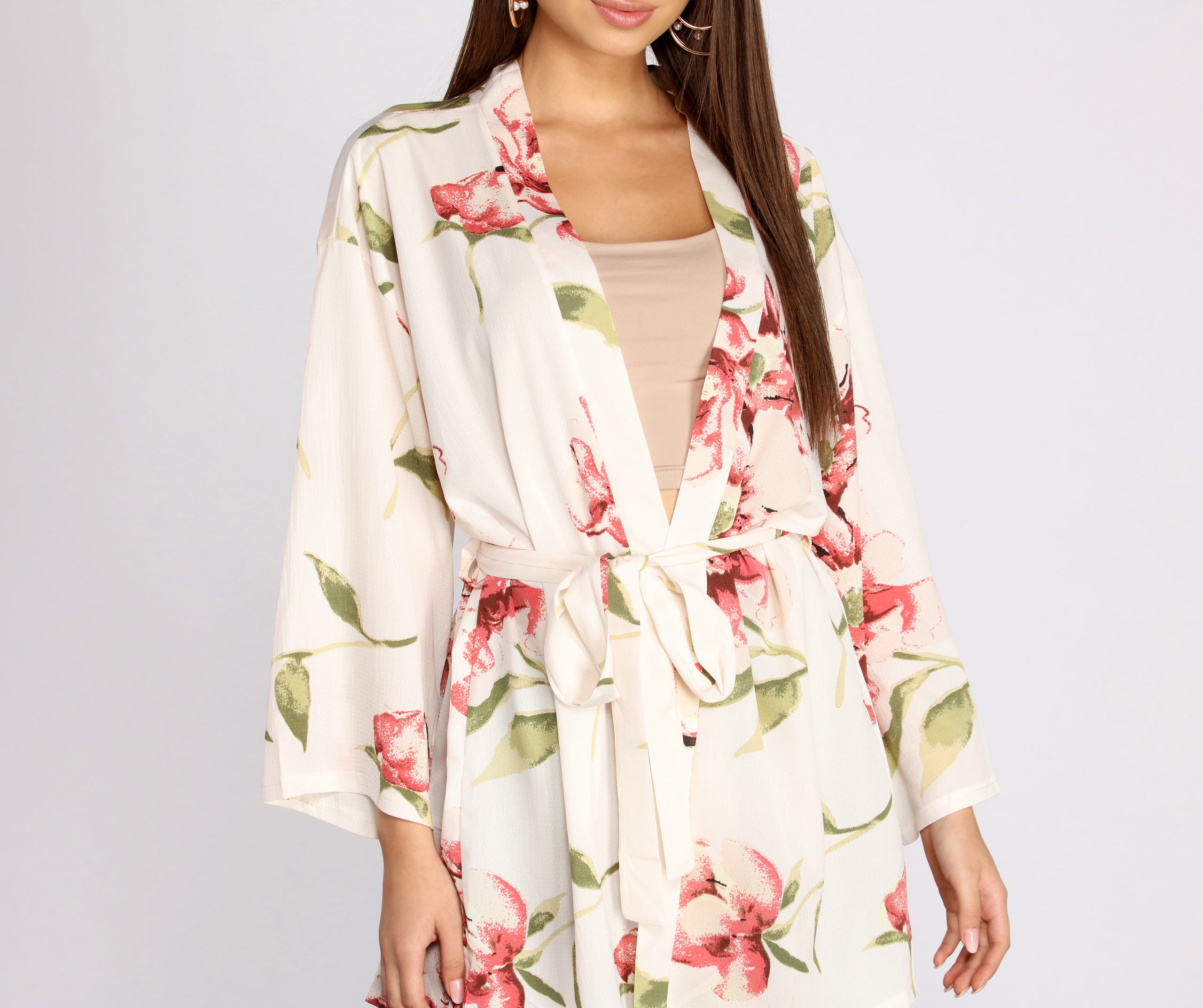 Wildflower Floral Belted Kimono