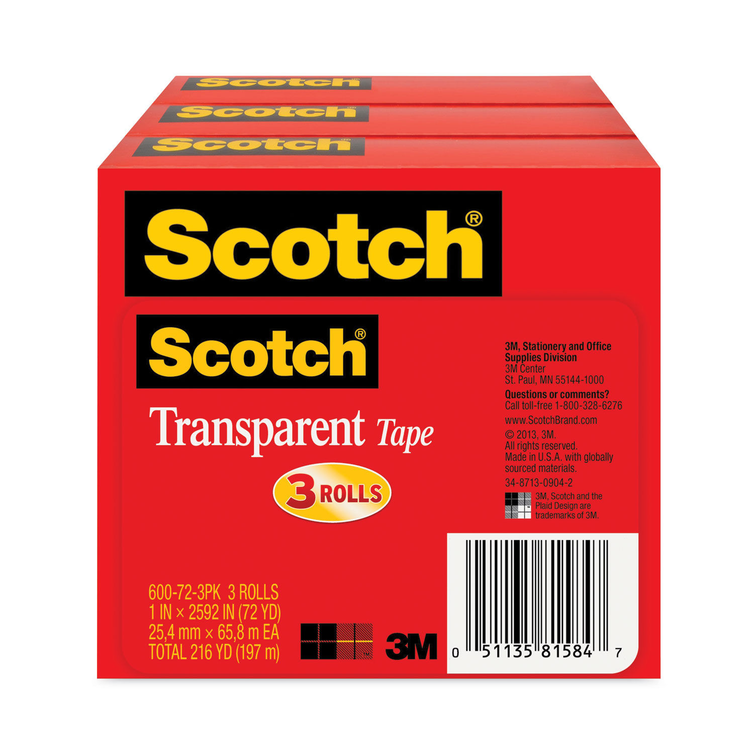 Transparent Tape by Scotchandreg; MMM600723PK