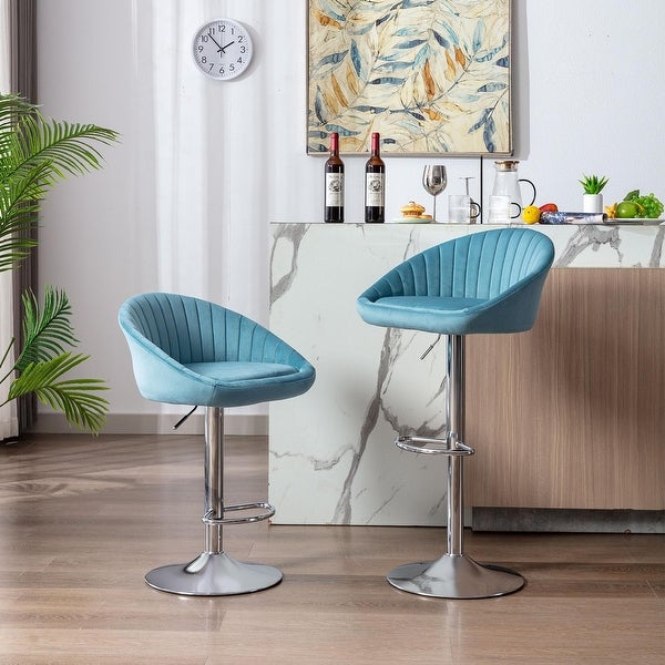 Set of 2 Modern Adjustable Counter Height Bar Stools with Back and Footrest