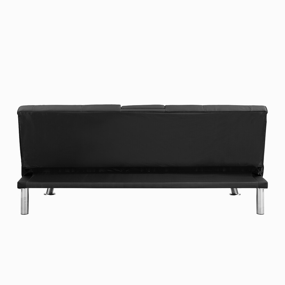 PVC Wood Sofa Bed with Armrest two holders