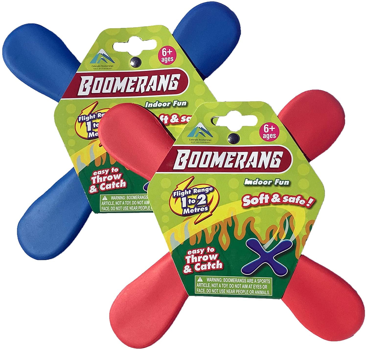 Indoor Boomerang 2 Pack - Great Beginner Boomerangs for Kids or Adults. Soft and Safe.