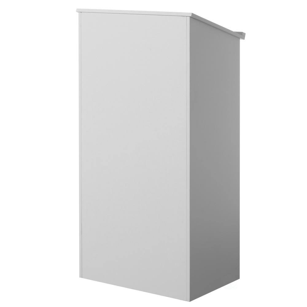 Basicwise 21.5 in. Rectangle White Wood Standing Desk Podium with Storage for Church School Office or Home QI004421.WT