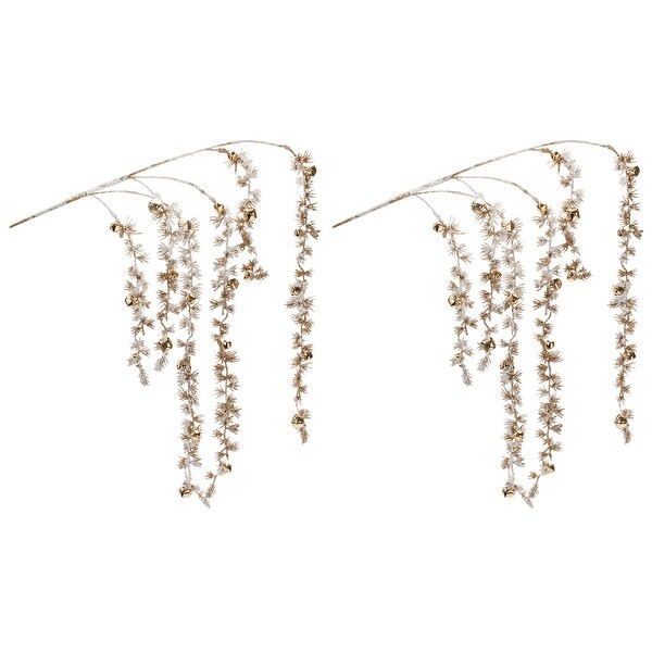 Snowy Hanging Pine Bell Branch (Set of 2)