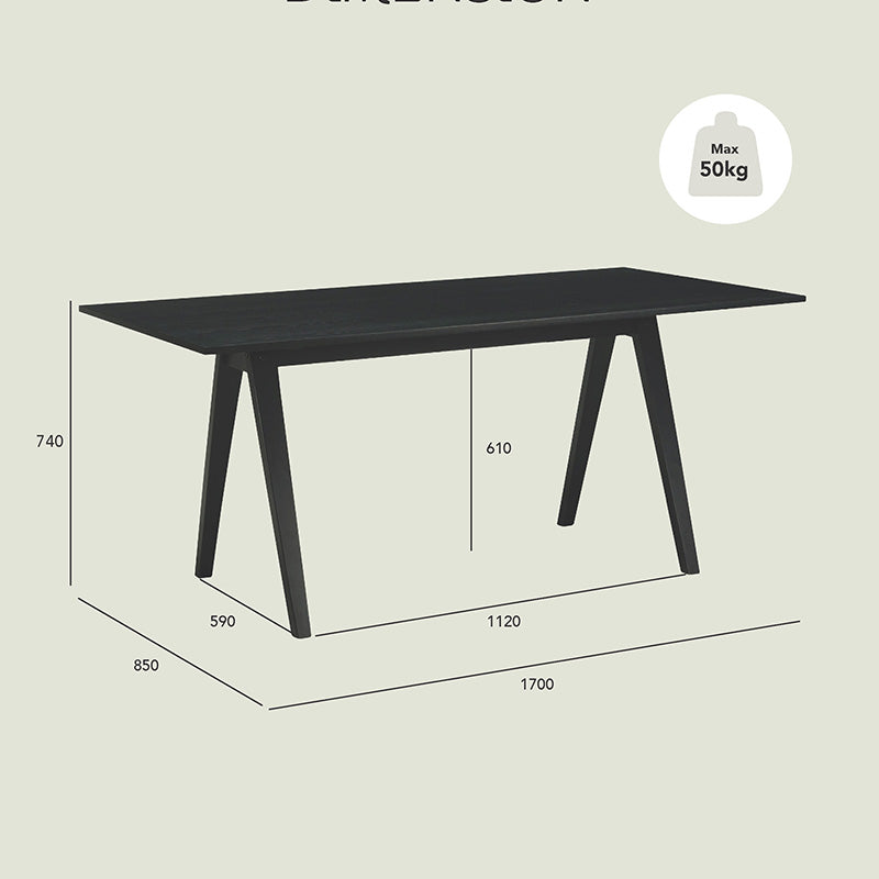 VARDEN Dining Table - 170cm - Black Ash