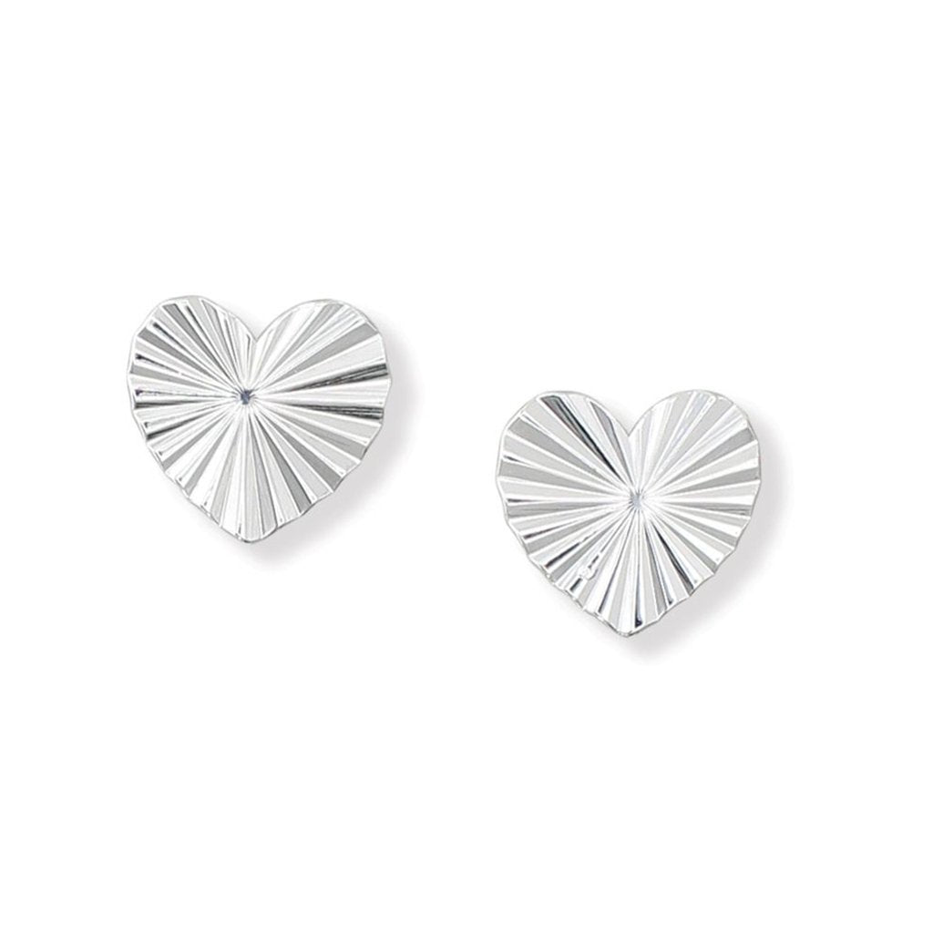 Periwinkle by Barlow  Radial Silver Hearts Earrings