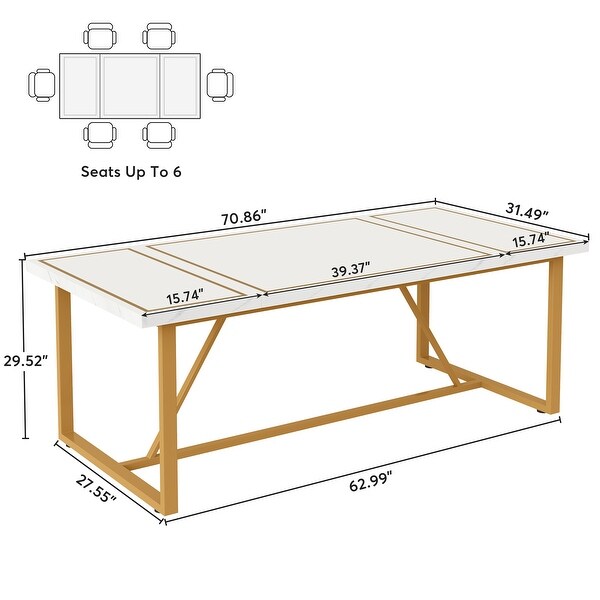 0.9 Inch Dining Table for 6 to 8， Modern Kitchen Table Dining Room Table， Rectangle Dinner Table