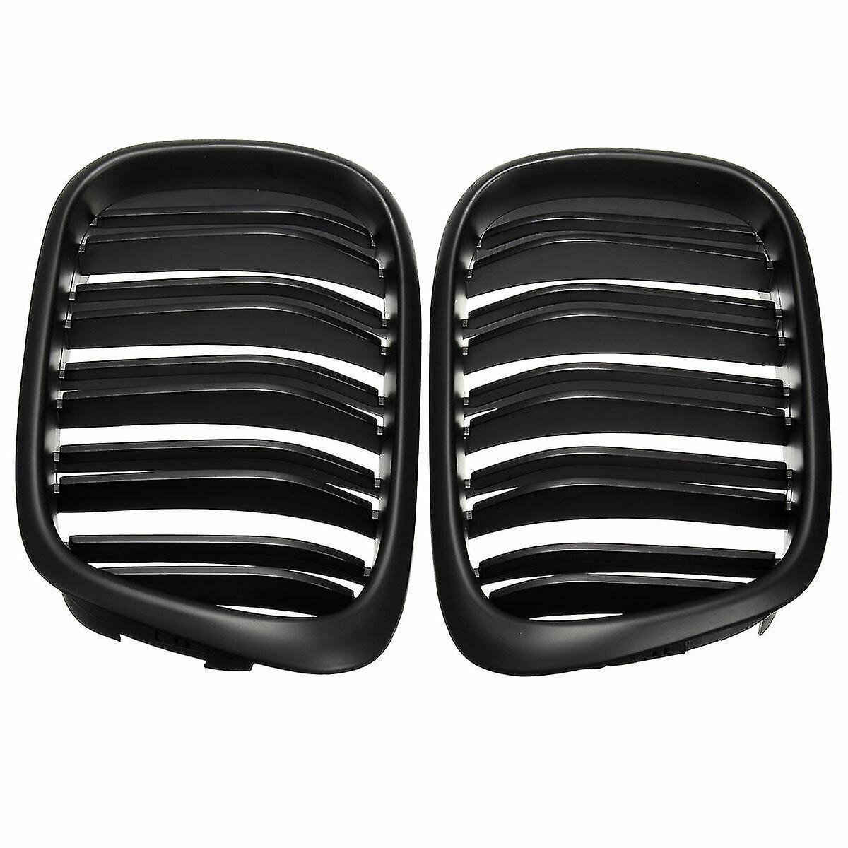 Front Bumper Kidney Grill Replacement Dual Slat Grilles For E39 5 Series 525 528 1995-2004 Matte Bl