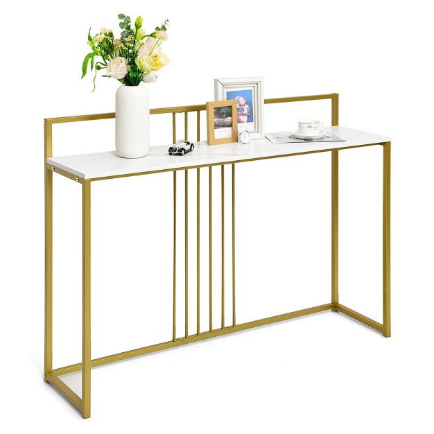 Costway 47 x27 x27 Console Table Modern Steel Frame Storage Shelf For Entryway Living Room