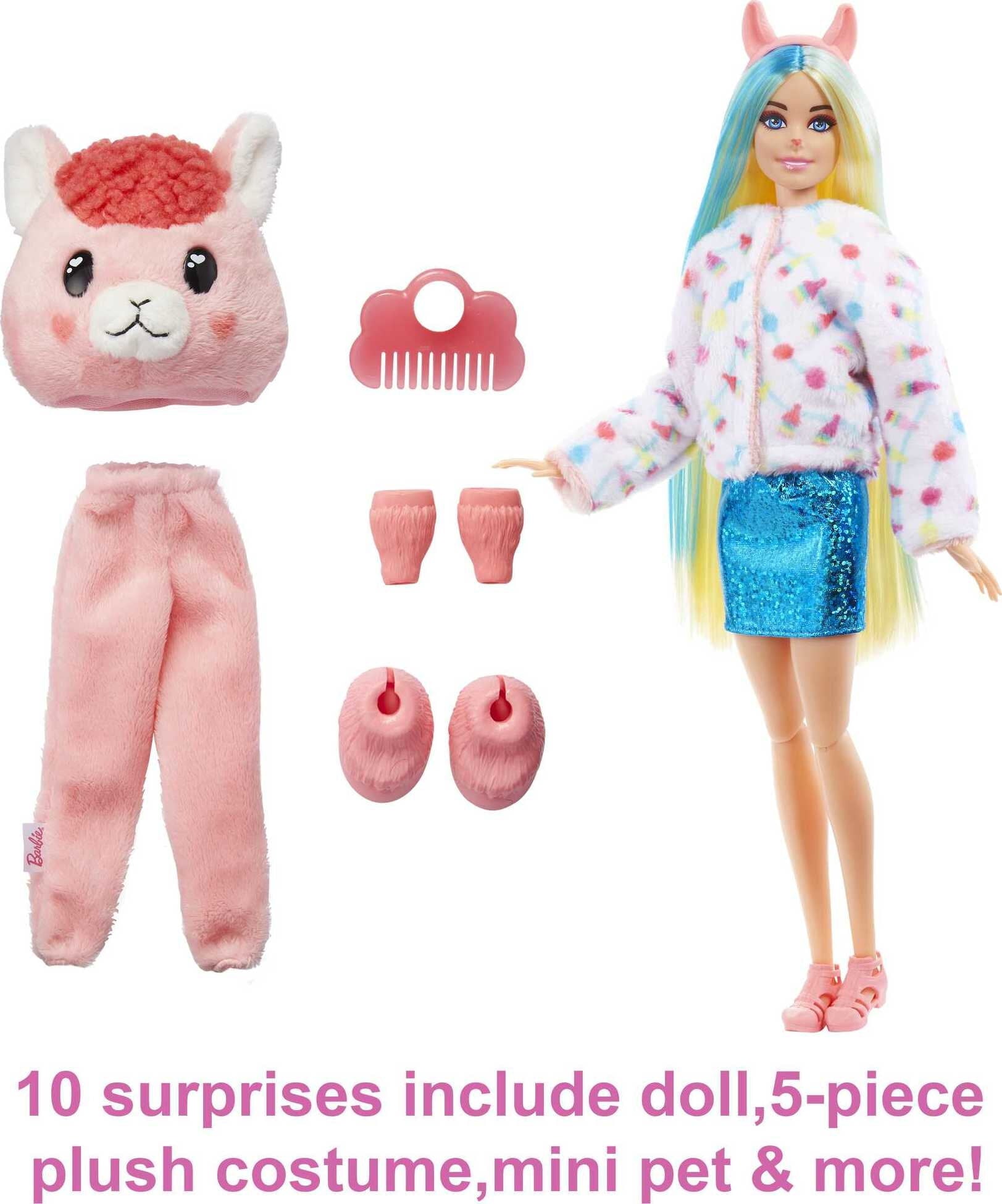Barbie Cutie Reveal Fantasy Series Fashion Doll with Llama Plush Costume, Mini Pet and Accessories