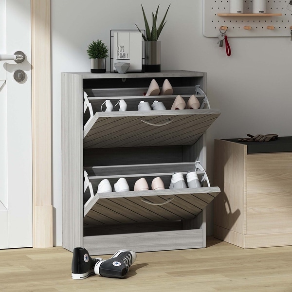 22.4W Modern Shoe Storage Cabinet，Fold-out Drawer - - 35444443