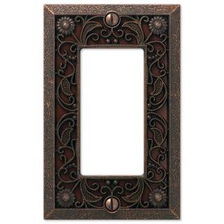 AMERELLE Filigree 1 Gang Rocker Metal Wall Plate - Aged Bronze 65RDB