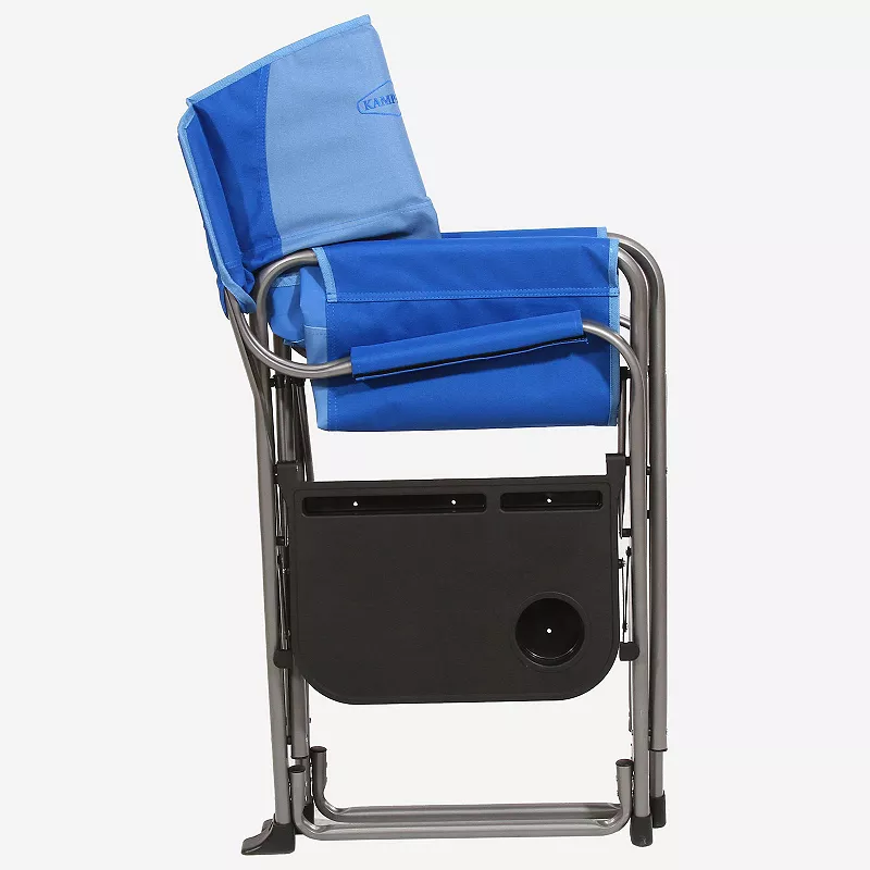 Kamp-rite Portable Director's Camping Chair W/table and Cup Holder， 2-tone Blue