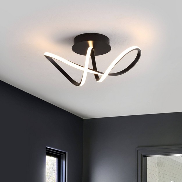 Chantelle Modern Minimalist Aluminum Loop Integrated Led Semi Flush Mount Jonathan Y