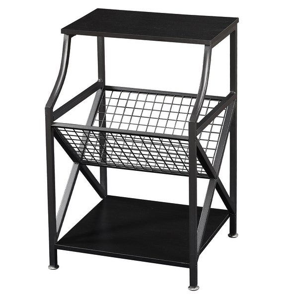 Taomika Mid-Century Modern Side Table 3-tier Storage Shelf and Magazine Holder