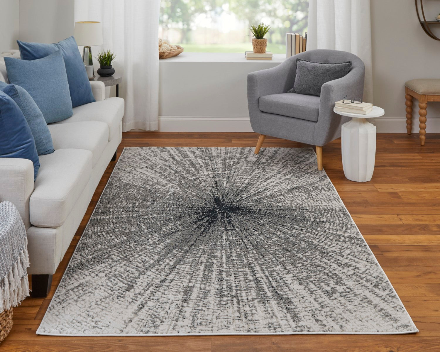 Orin Abstract Ivory/Gray/Blue Rug