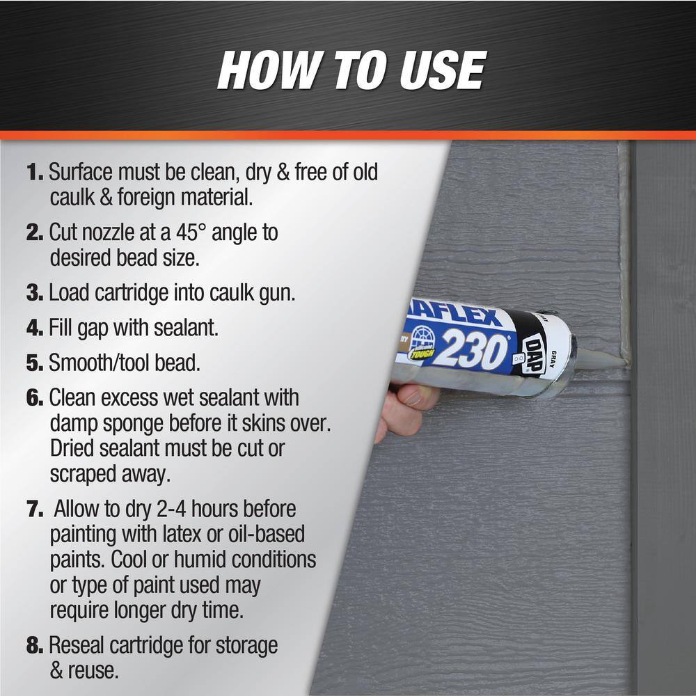 DAP Dynaflex 230 10.1 oz. Gray Premium Latex ExteriorInterior Window Door and Trim Sealant (12-Pack) 7079818286