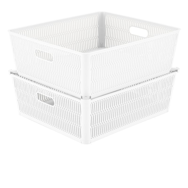 Simplify 2-Pack Slide to Stack Shallow Storage Tote Set