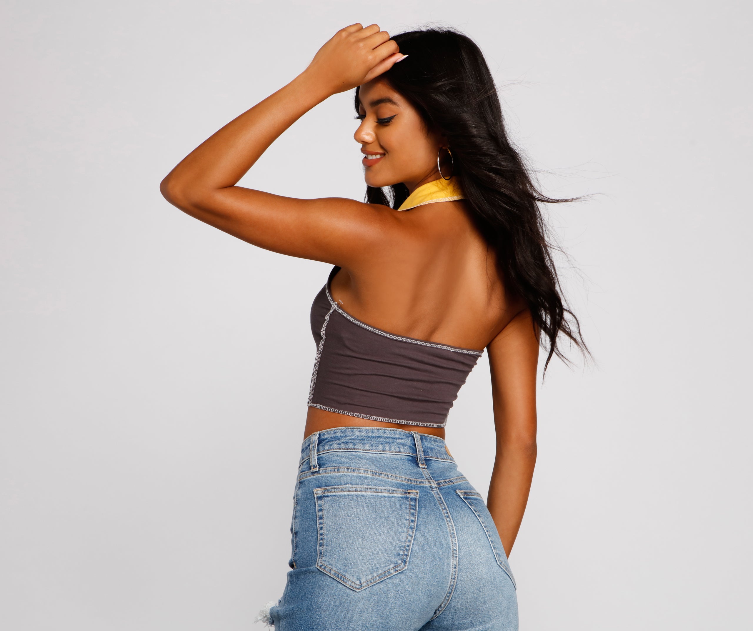 Biker Babe Graphic Halter Crop Top