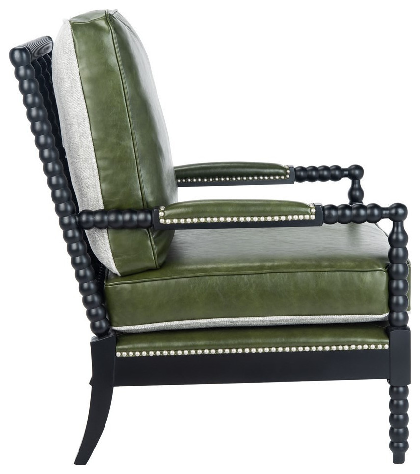 Sancia Leather ArmChair  Forest Green   Traditional   Armchairs And Accent Chairs   by Rustic Home Furniture Deco  Houzz